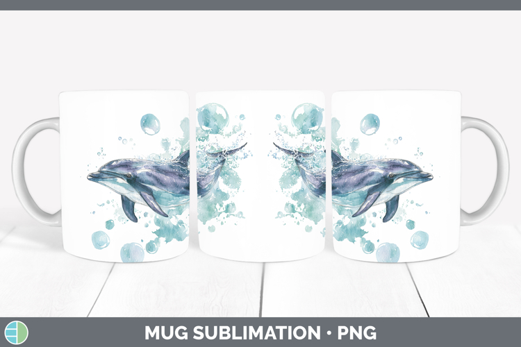 Dolphin Marine Mammal Sketch Mug Wrap Sublimation Design
