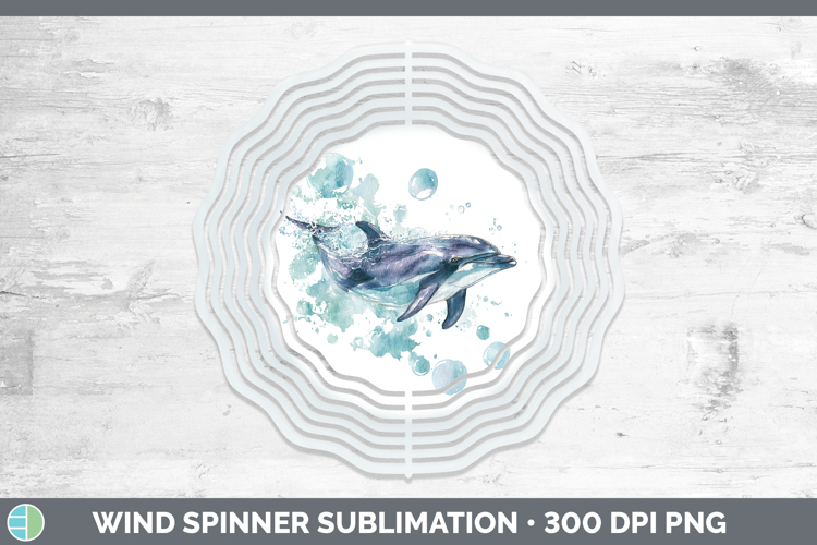 Dolphin Marine Mammal Sketch Wind Spinner Sublimation Design