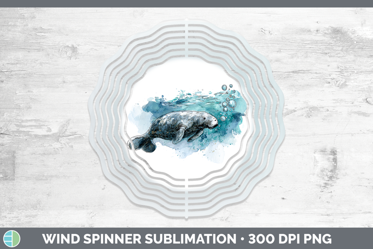 Dugong Marine Mammal Sketch Wind Spinner Sublimation Design