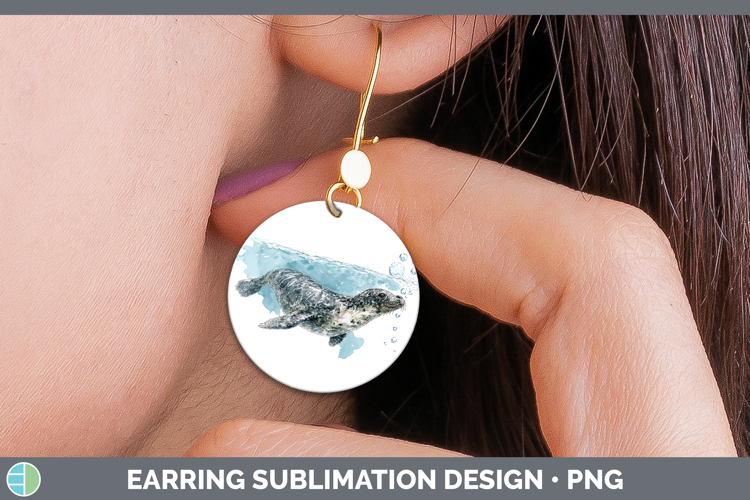 Leopard Seal Marine Mammal Sketch Round Earrings Sublimation