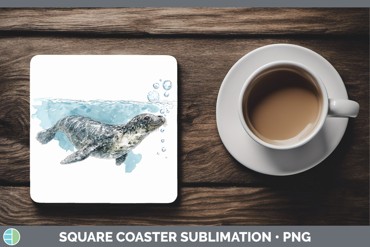 Leopard Seal Marine Mammal Sketch Square Coaster Sublimation