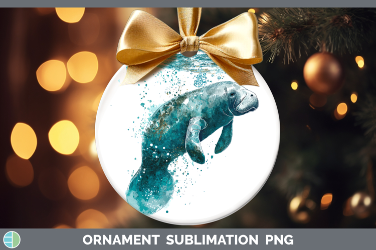 Manatee Marine Mammal Sketch Ornament Sublimation Design