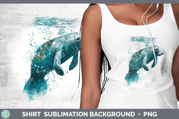 Manatee Marine Mammal Sketch Shirt Sublimation Design
