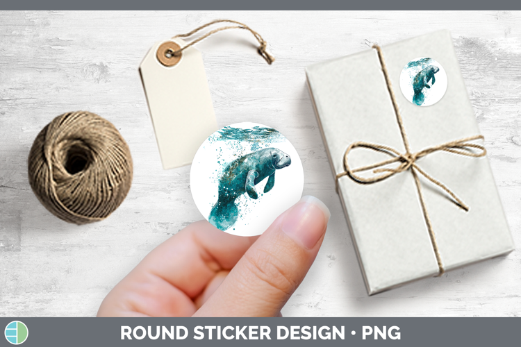 Manatee Marine Mammal Sketch Stickers Design