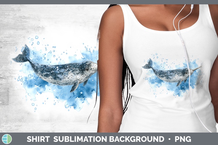 Narwhal Marine Mammal Sketch Shirt Sublimation Design