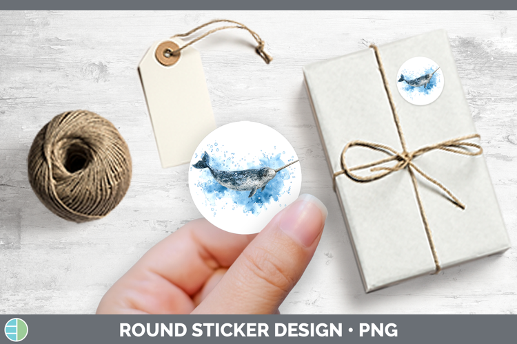 Narwhal Marine Mammal Sketch Stickers Design