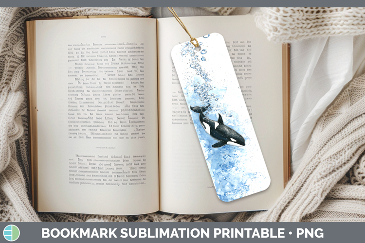 Orca Marine Mammal Sketch Bookmark Sublimation Design