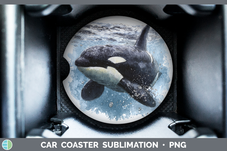 Orca Marine Mammal Sketch Car Coaster Sublimation Design