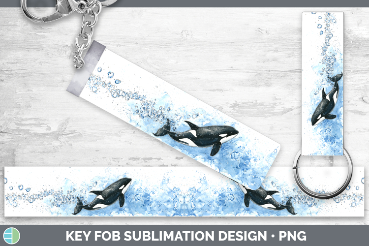 Orca Marine Mammal Sketch Key Fob Sublimation Design
