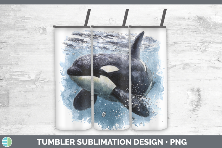 Orca Marine Mammal Sketch Tumbler Sublimation Design