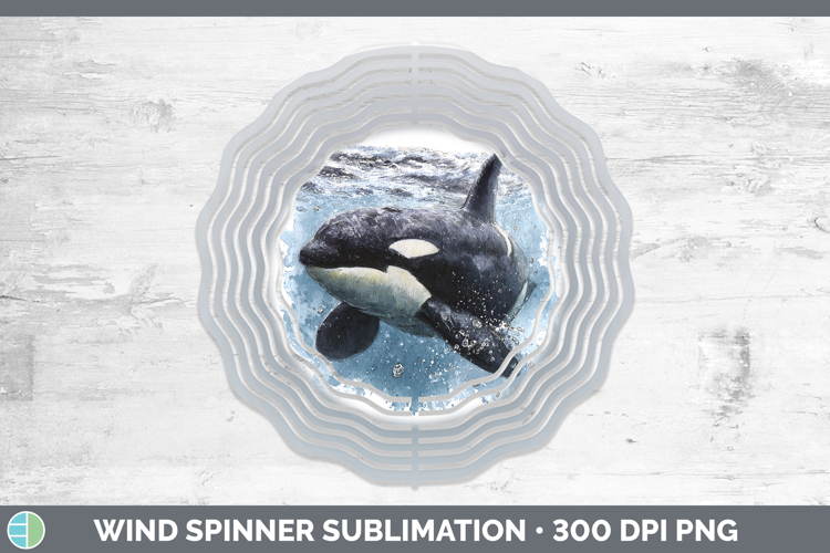 Orca Marine Mammal Sketch Wind Spinner Sublimation Design