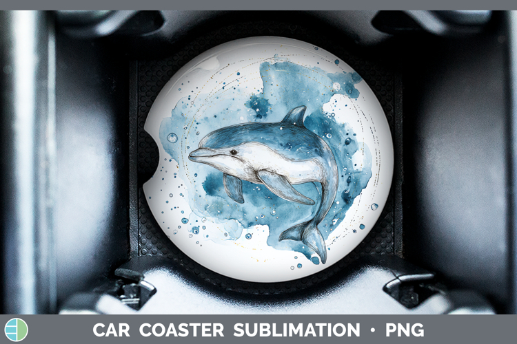 Porpoise Marine Mammal Sketch Car Coaster Sublimation Design