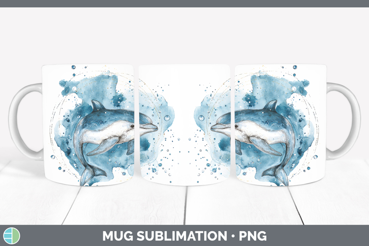 Porpoise Marine Mammal Sketch Mug Wrap Sublimation Design