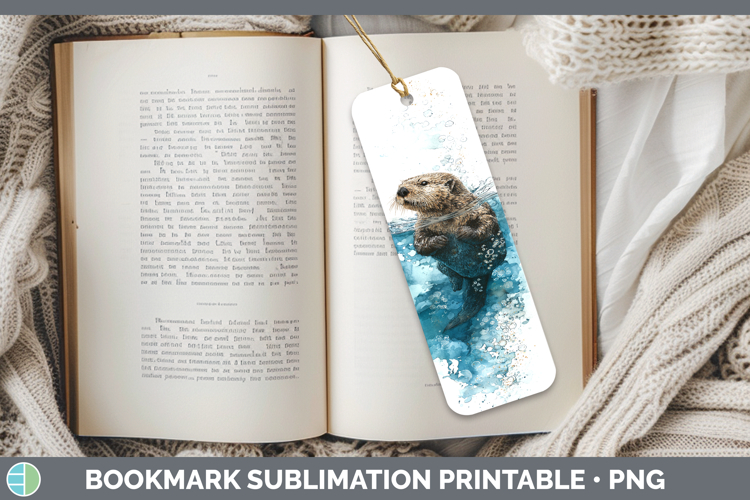 Sea Otter Marine Mammal Sketch Bookmark Sublimation Design