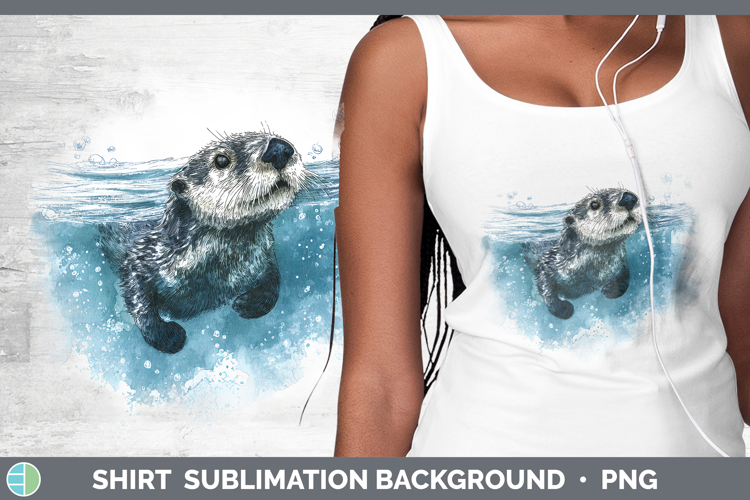 Sea Otter Marine Mammal Sketch Shirt Sublimation Design
