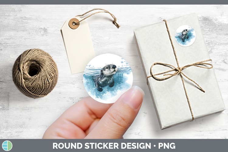 Sea Otter Marine Mammal Sketch Stickers Design