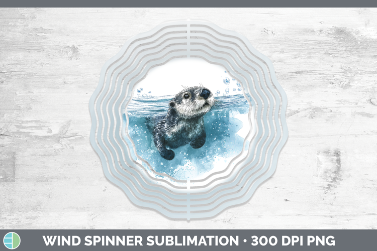 Sea Otter Marine Mammal Sketch Wind Spinner Sublimation Desi