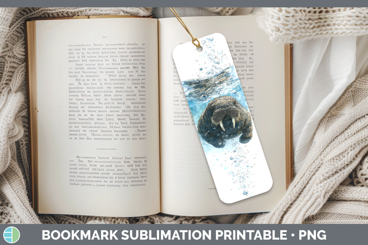 Walrus Marine Mammal Sketch Bookmark Sublimation Design