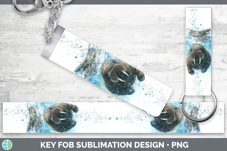 Walrus Marine Mammal Sketch Key Fob Sublimation Design