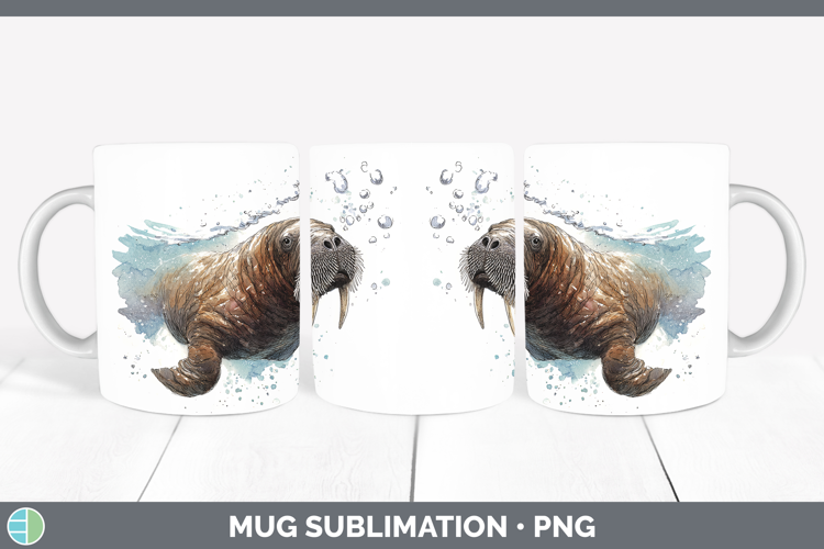 Walrus Marine Mammal Sketch Mug Wrap Sublimation Design