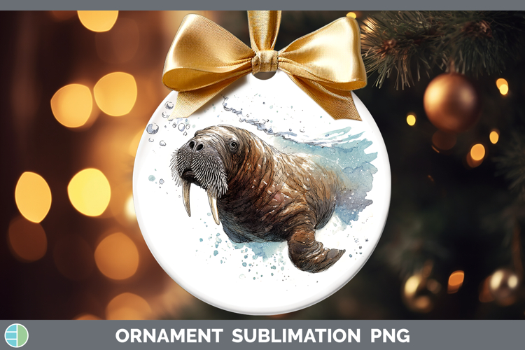 Walrus Marine Mammal Sketch Ornament Sublimation Design