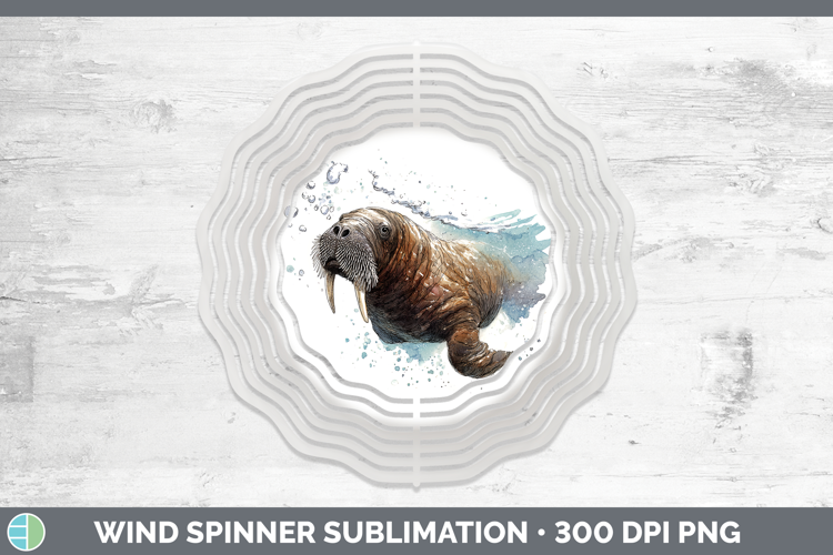 Walrus Marine Mammal Sketch Wind Spinner Sublimation Design