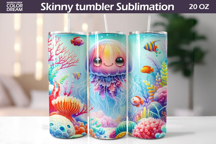 Cute JellyfishTumbler Wrap | Sea Animal Tumbler Sublimation