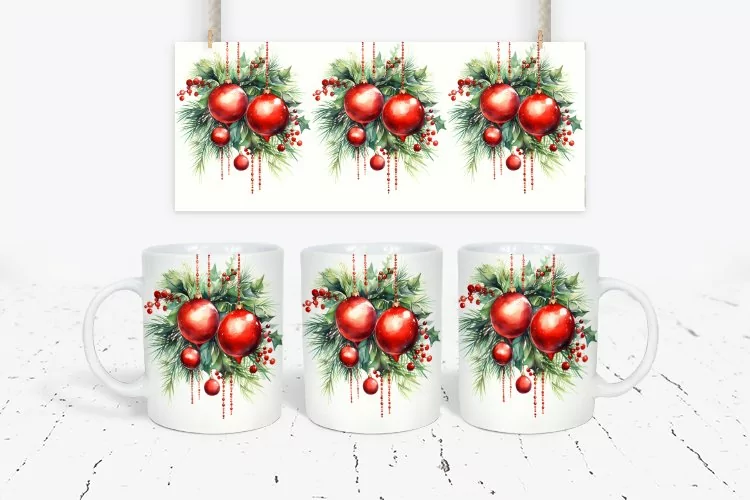 christmas ball Sublimation Mug Wrap