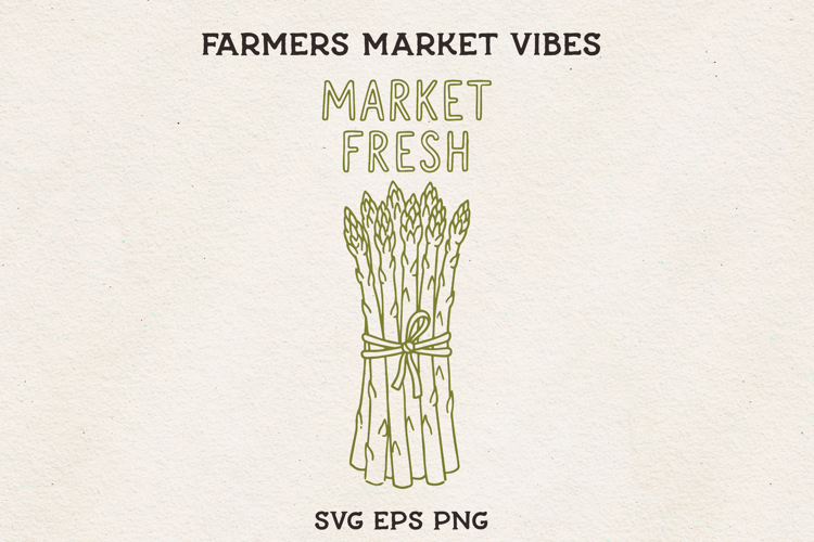Market Fresh Asparagus SVG Farmers Market Vegetable Line Art