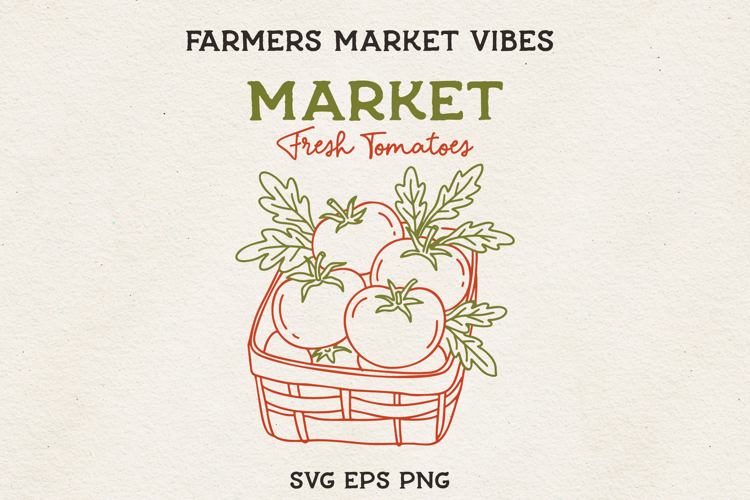 Fresh Tomatoes Basket SVG Farmers Market Vegetable PNG