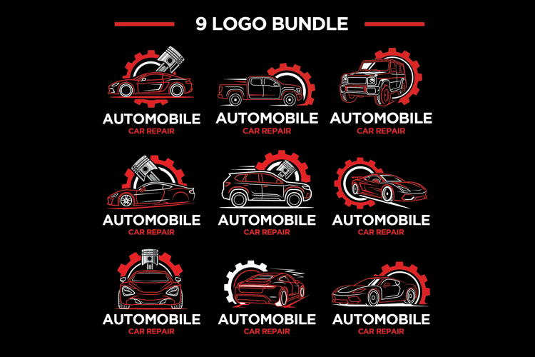 9 Auto Mechanic Repair Logo