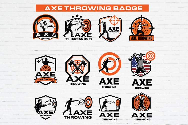12 Axe Throwing Logo Badge