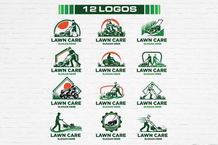 12 Lawn Care Logo Bundle