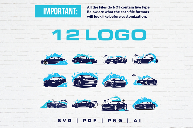 12 Car Washing Logo Bundle