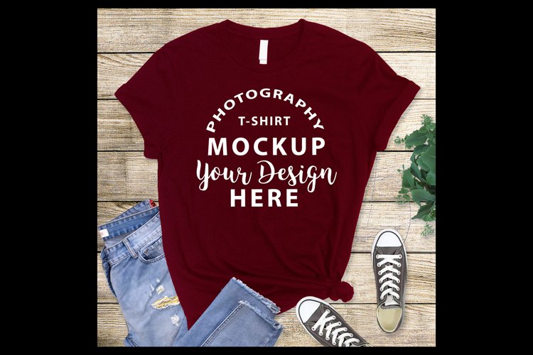 Bella Canvas 3001 t-shirt mock-up MAROON (2260143)