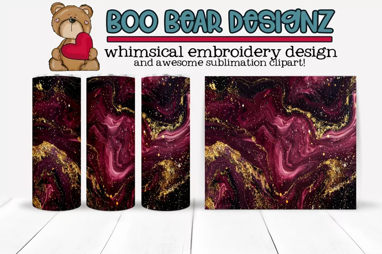 Maroon and Gold Marble Sublimation Tumbler