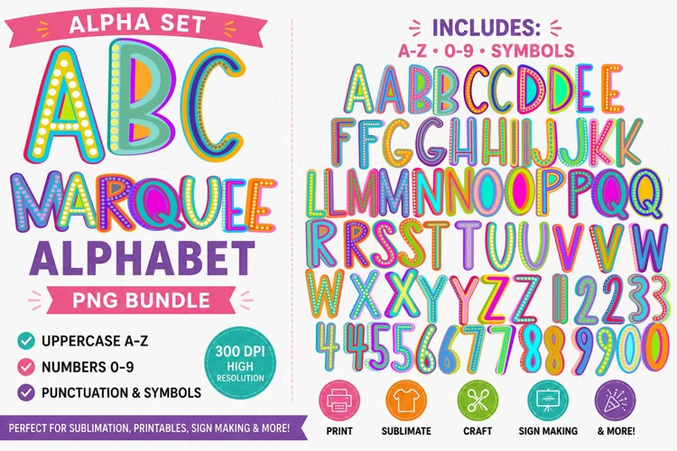 Marquee Letters Alphabet png | colorful Bright Neon Letters