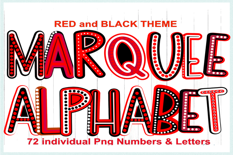 Red Black Marquee Letters Alphabet png | colorful Bright