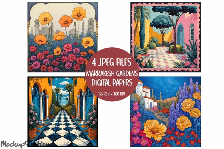 Marrakesh Garden Junk Journal Pages | Moroccan Digital Paper