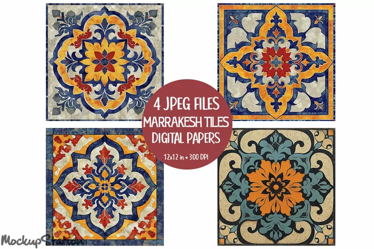 Moroccan Tiles Scrapbook Junk Journal Printable Pages JPG