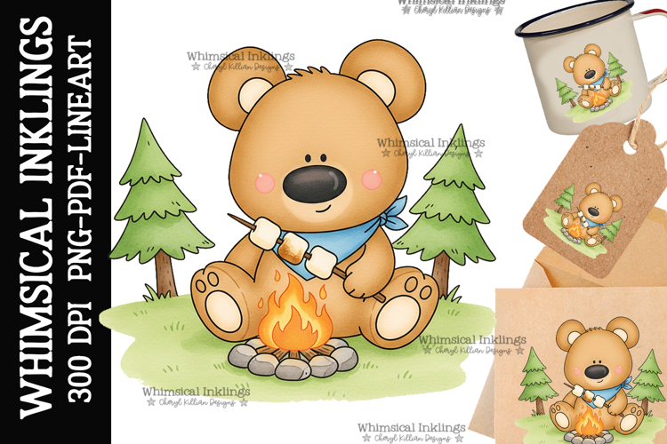 Marshmallow Bear Sublimation Clipart| DTF Clipart