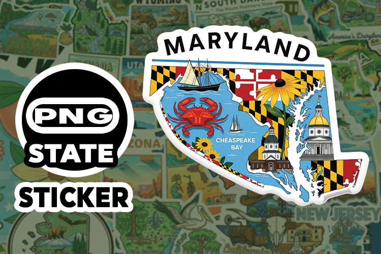 Maryland Sticker PNG SVG | State Outline Decal File |