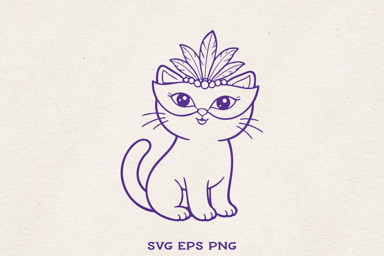 Mardi Gras Cat SVG | Masquerade Kitty Clipart | Carnival PNG