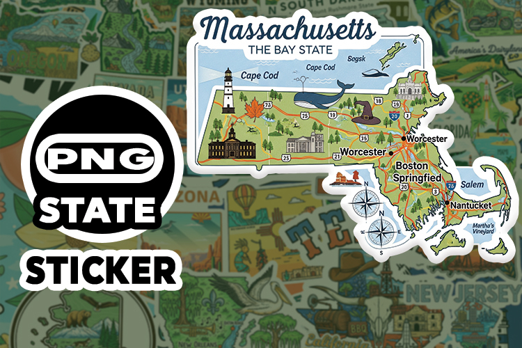 Massachusetts Sticker PNG SVG | State Outline Decal File |