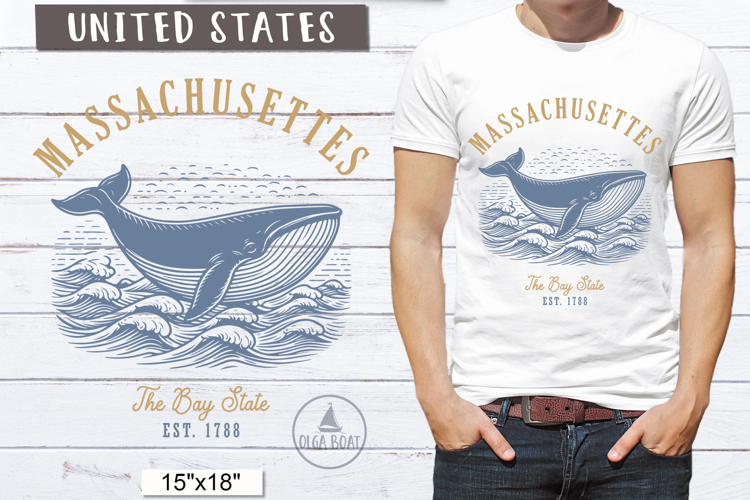 Massachusetts PNG | Vintage United States Sublimation Design