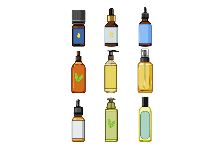 massage oil set cartoon