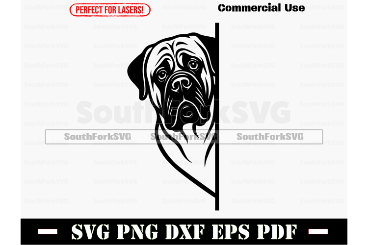 Peering Mastiff Dog SVG PNG DXF EPS PDF