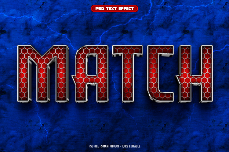 Match 3D editable text effect