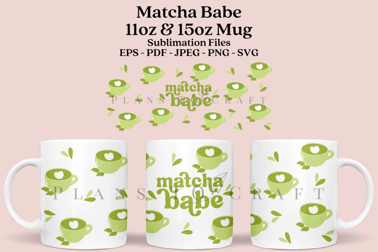 Matcha Babe 11&15oz Coffee Glass Mug Wrap SVG