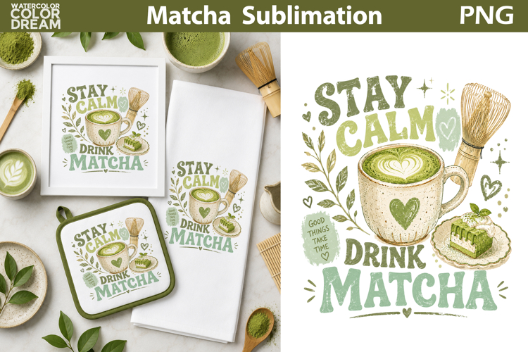 Matcha Quote Sublimation | Green Tea Lover Clipart